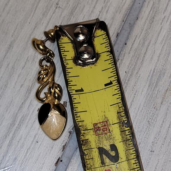 Vtg Trafari Elegant Gold Tone Post Dangle Earrings Leaf Sparkly Stone - Picture 3 of 4